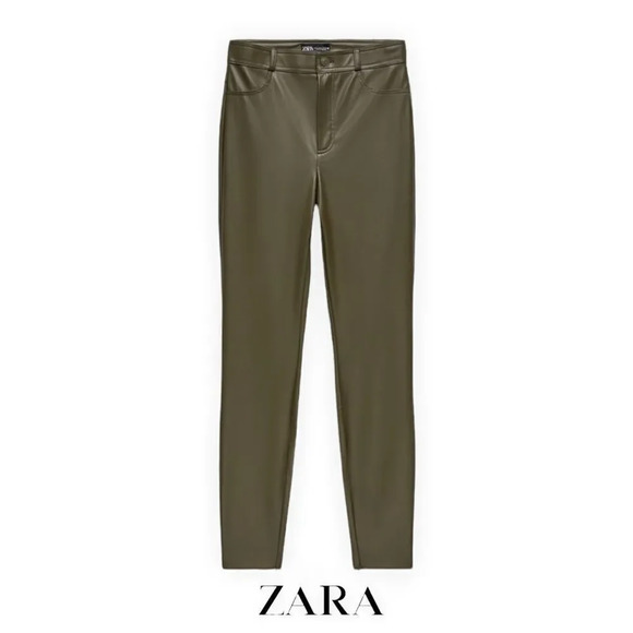 ZARA | Green | FAUX LEATHER LEGGINGS - Picture 2 of 10